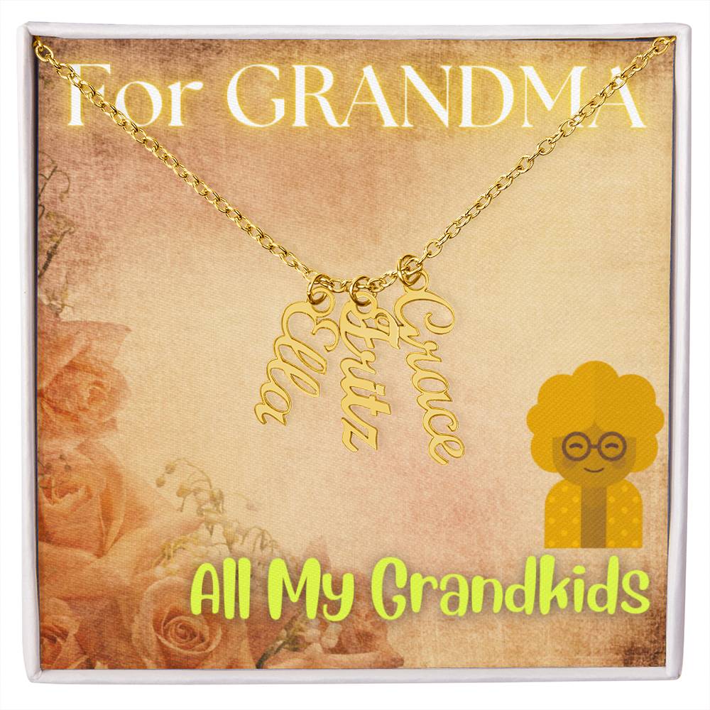ALL MY GRANDKIDS Personalized Vertical Name Necklace