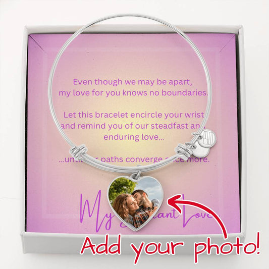 My Distant Lover Photo Heart Bangle