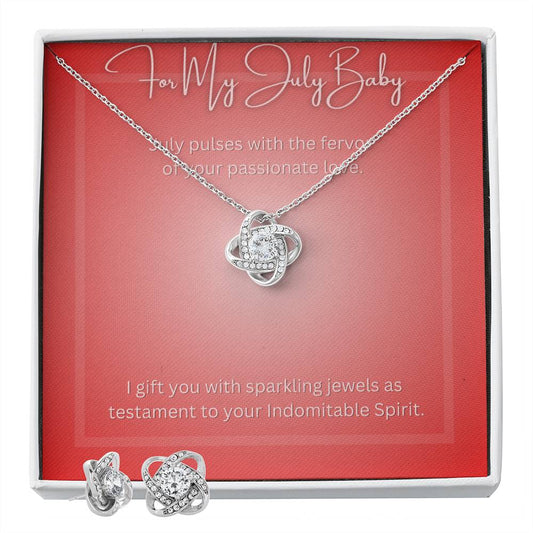 MY JULY BABY - Love Knot Necklace and Earrings Set